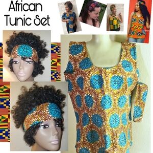 African (Ghana) fabric slvlss Tunic & Headband set